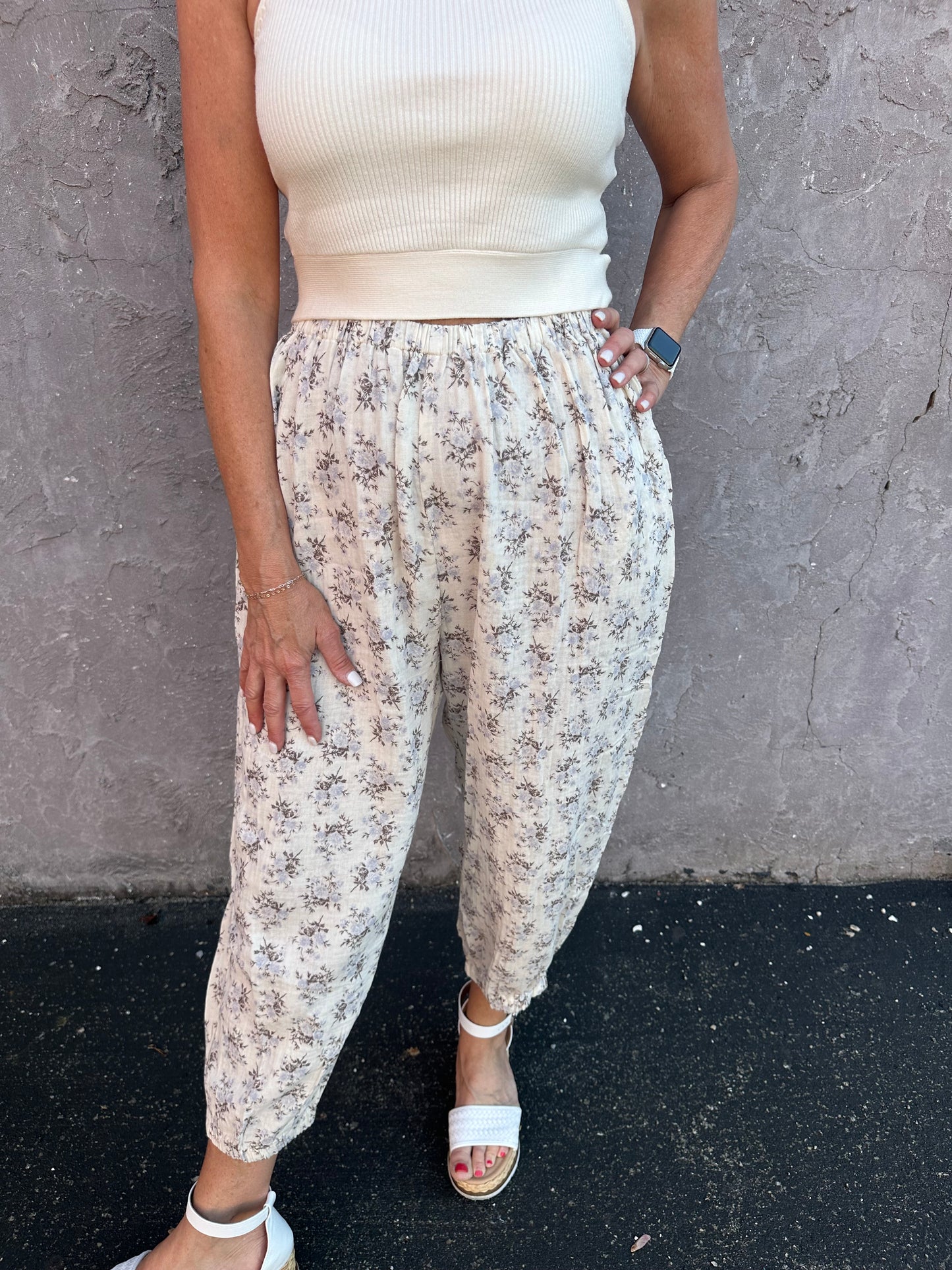 Tea Party Floral Linen Pants