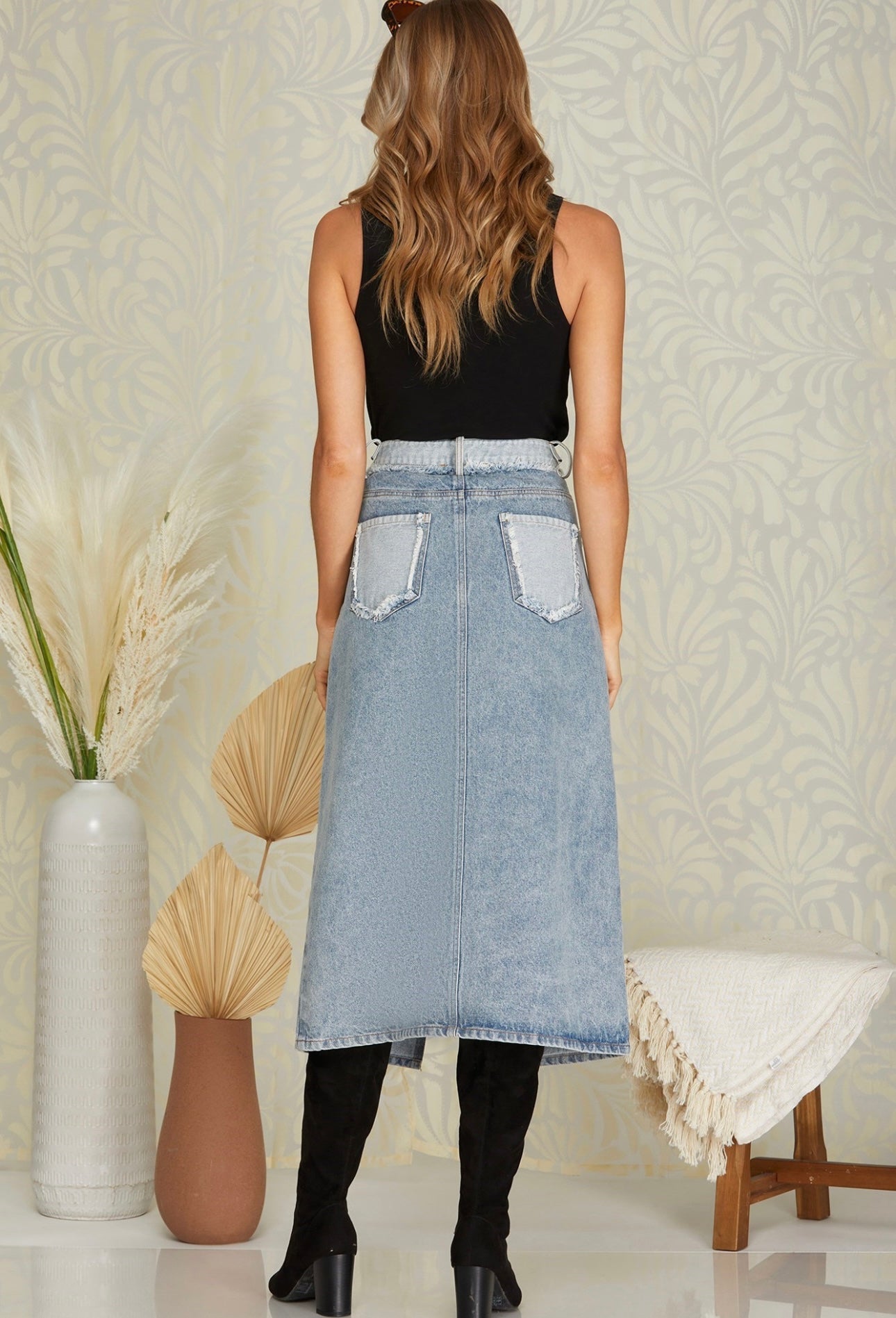 Maxi Light Wash Denim Skirt