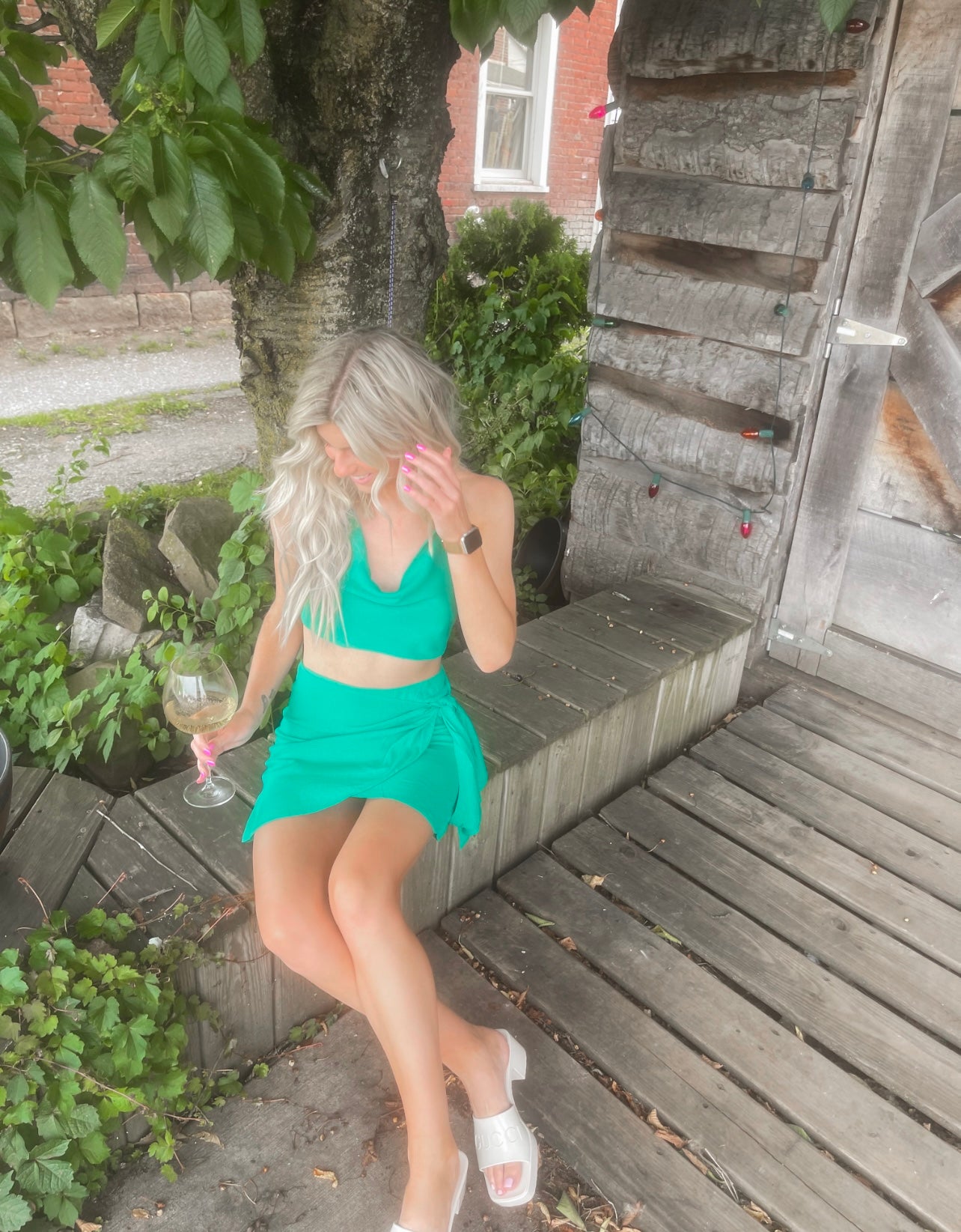 Ivy Green Wrap Side Tie Skirt