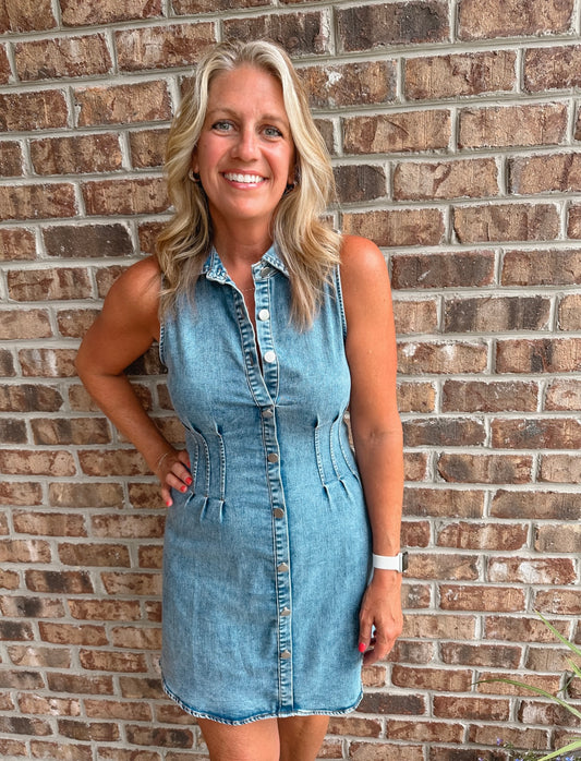 The Aubrey Sleeveless Denim Dress