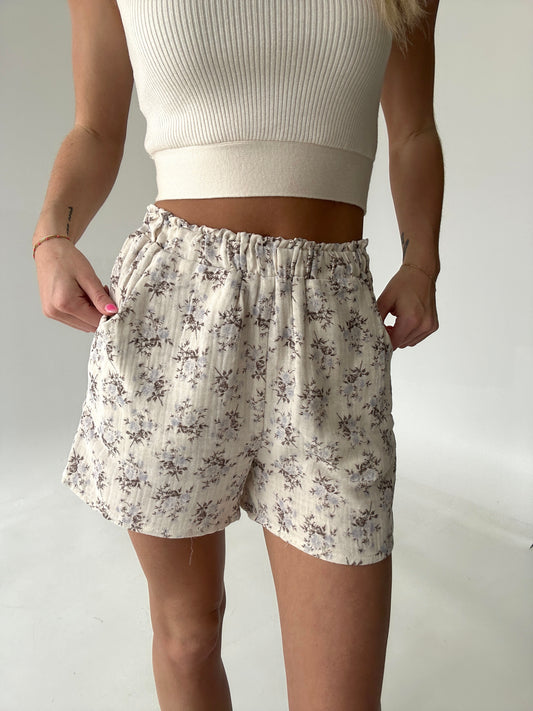 Tea Party Floral Linen Shorts