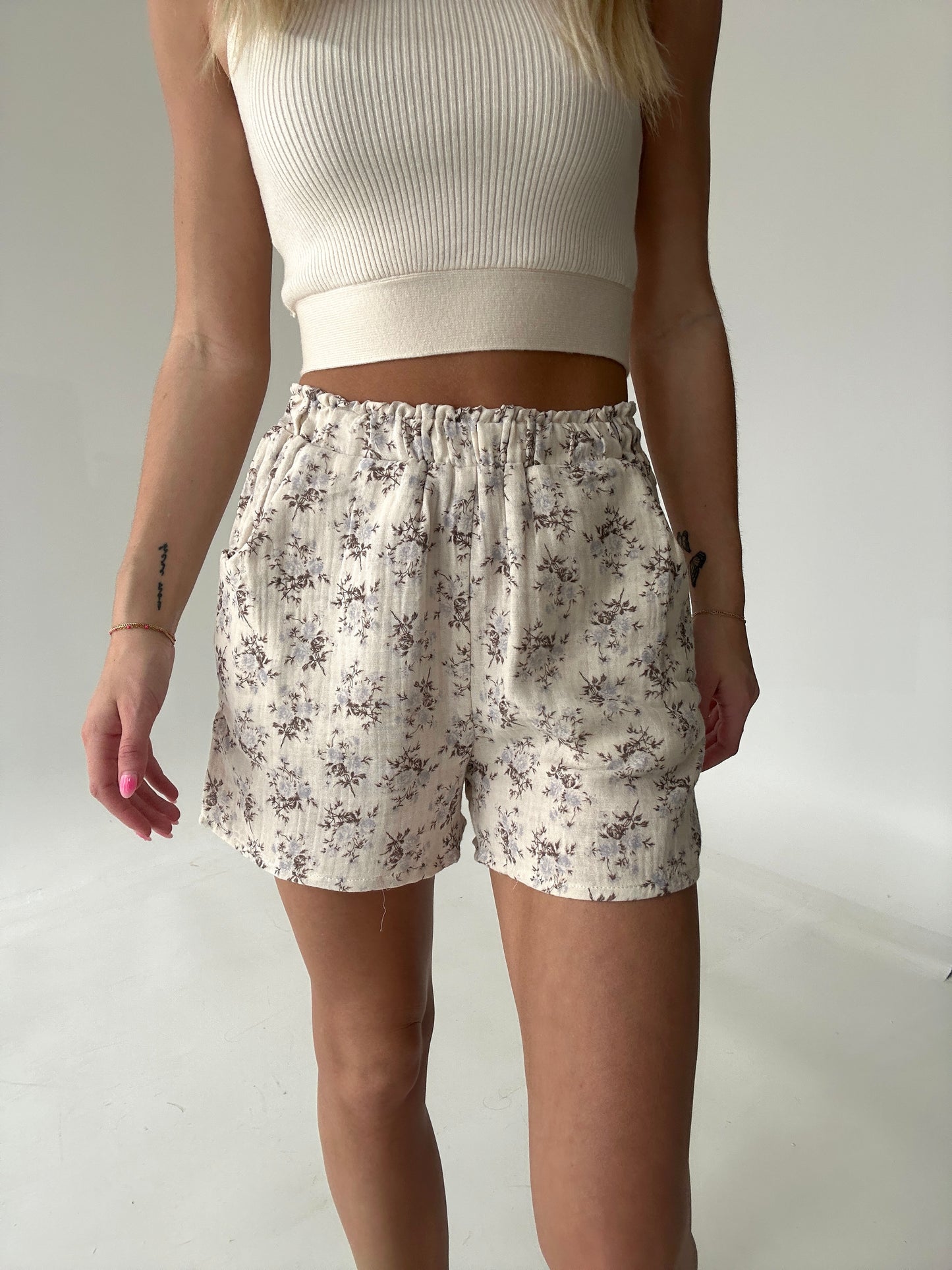 Tea Party Floral Linen Shorts