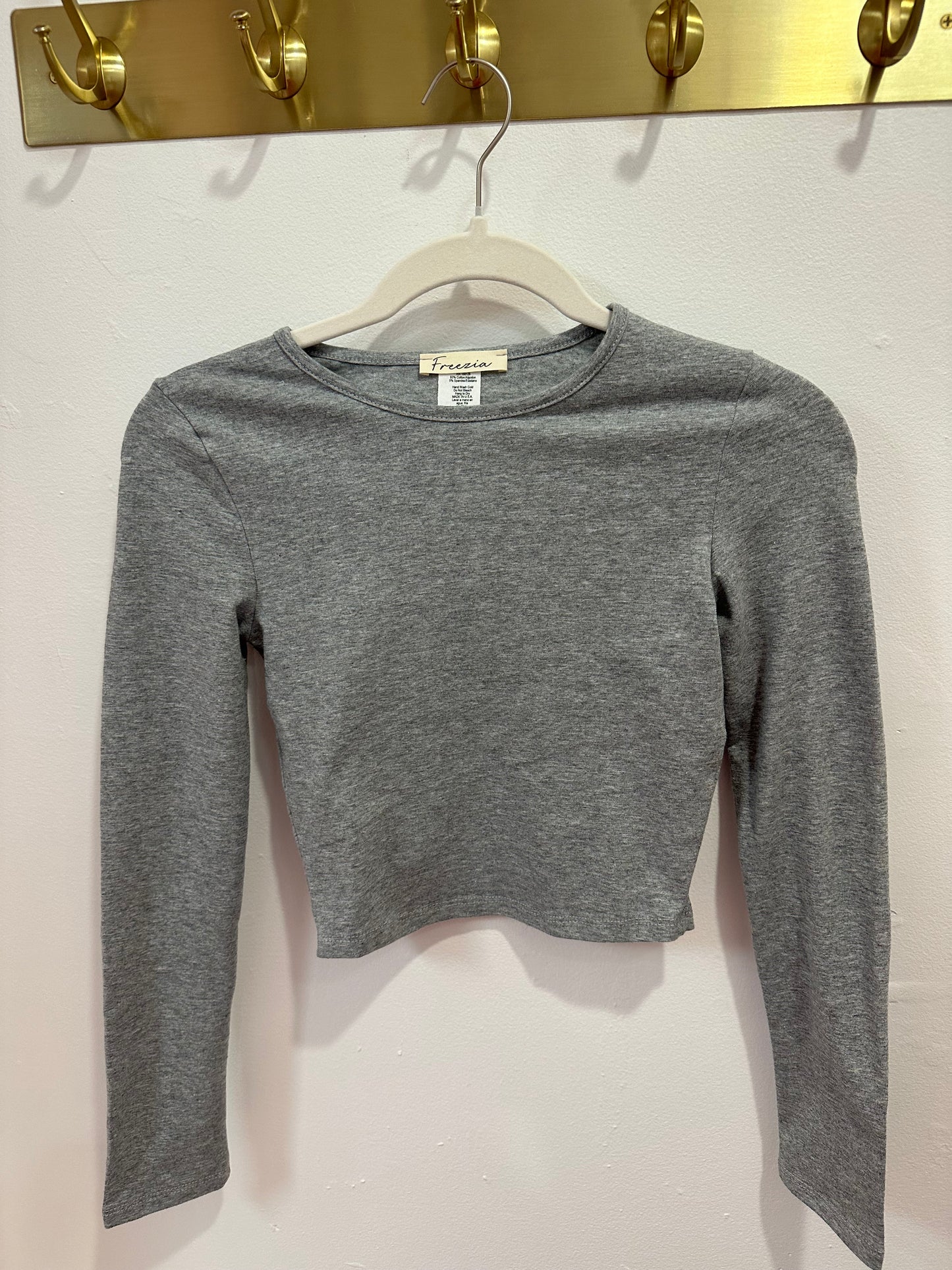 Basic Crop L/S Heather Grey