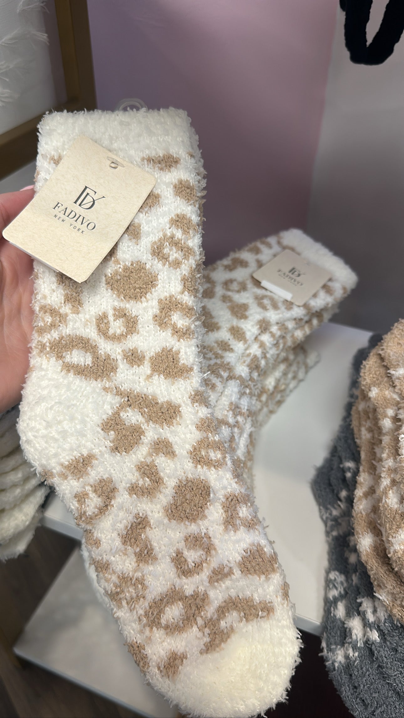 Cheetah Fuzzy Socks W/T