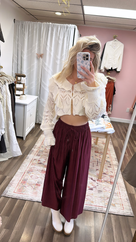 Deep Cranberry Silk Pants