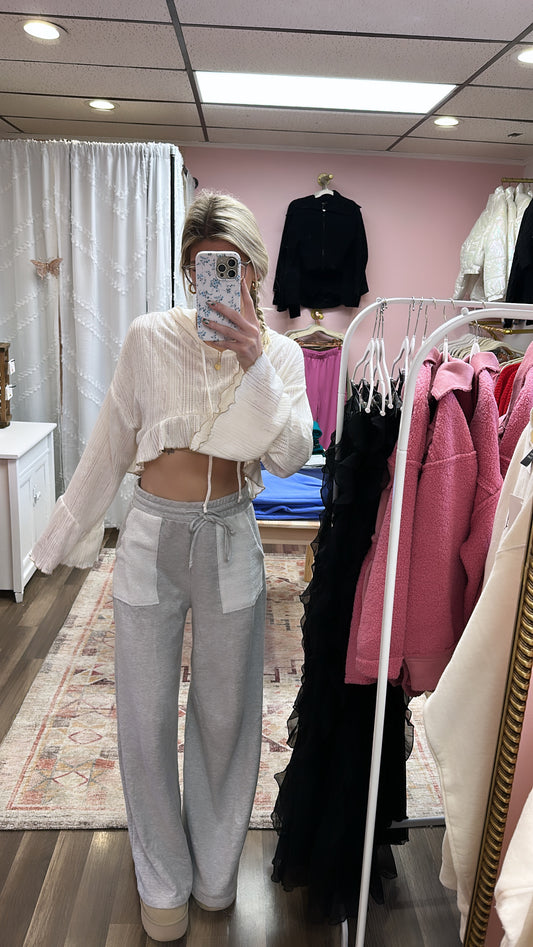 Wide Leg Sweats Heather Grey