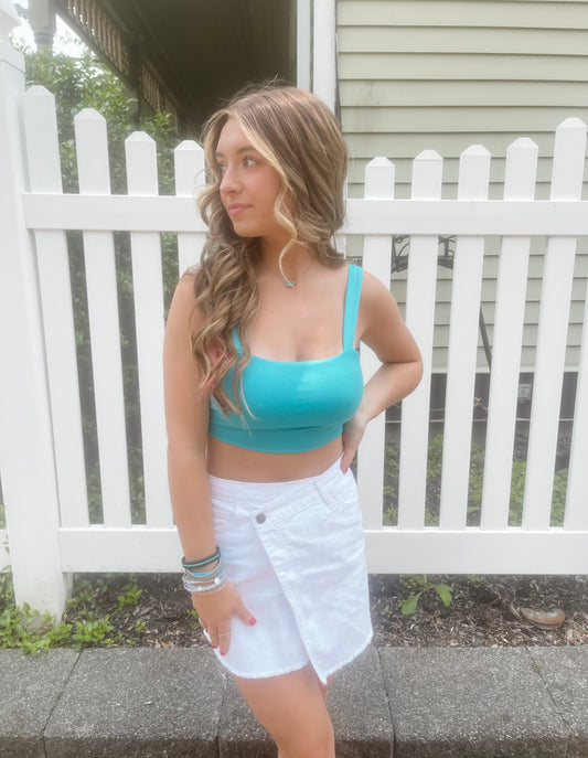 Cecilia Aqua Twist Back Tank