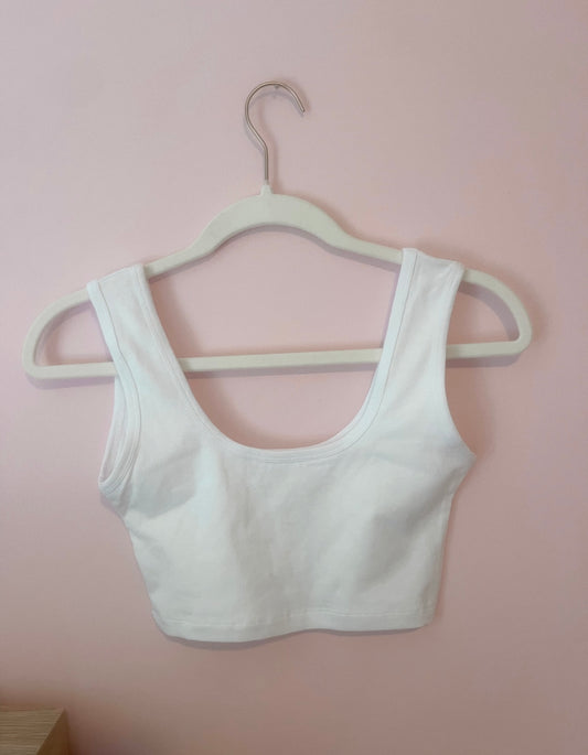 White Basic Crop Tank