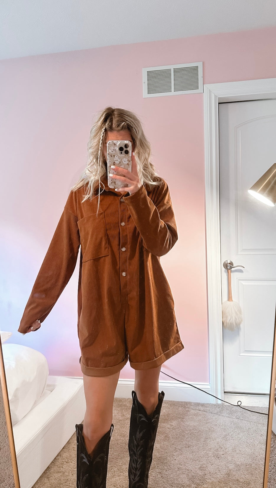 Heather Corduroy Oversized Romper