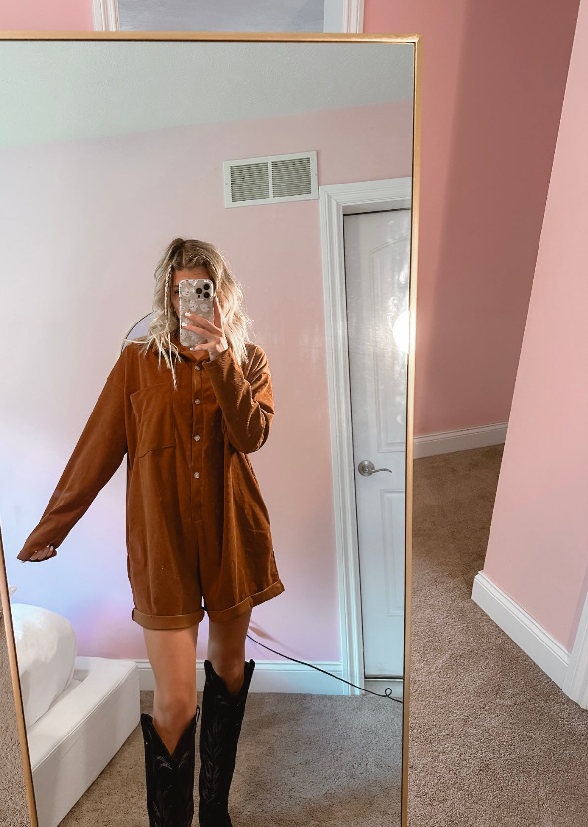 Heather Corduroy Oversized Romper