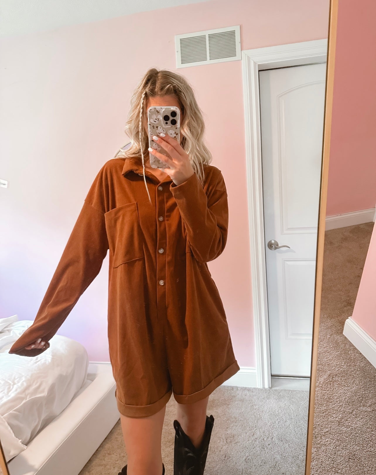 Heather Corduroy Oversized Romper