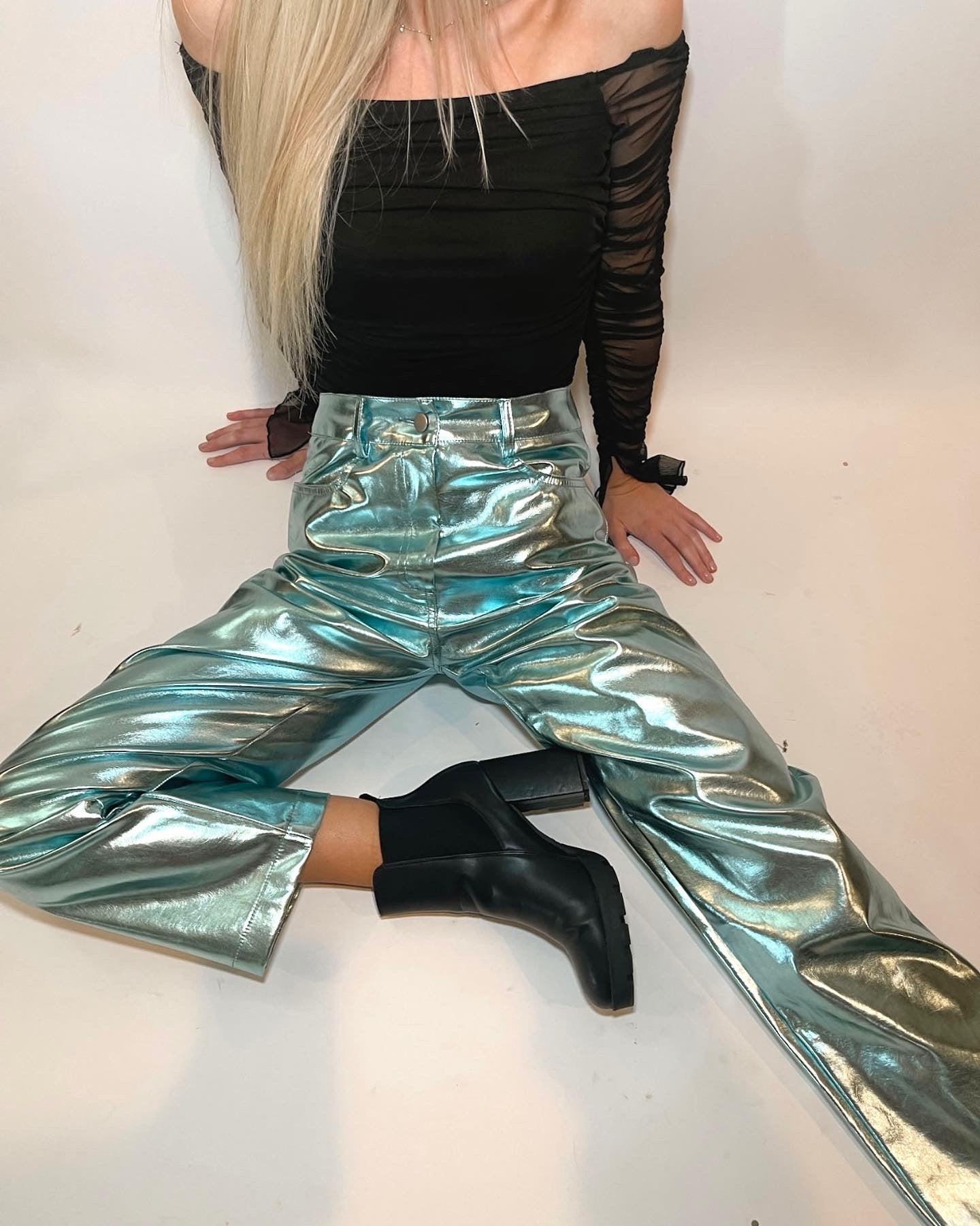 Aquamarine Metallic Trousers